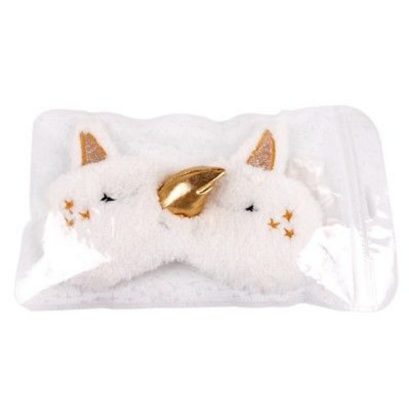 Gold White Unicorn Plush Sleeping Mask - Picture 5 of 6